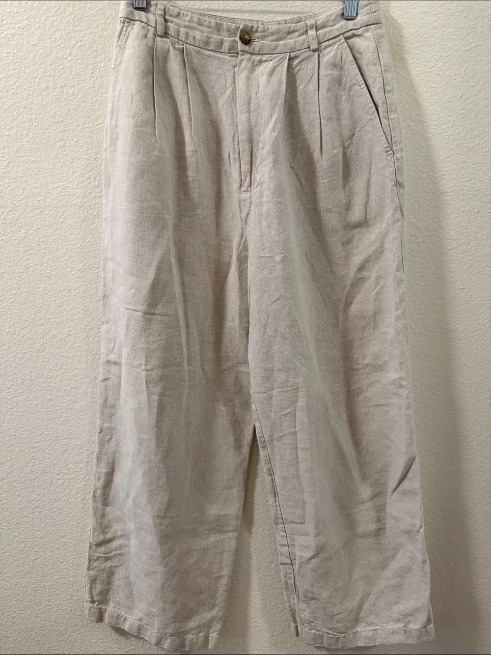 Reformation Wide-Leg Linen Blend Pants in Light Beige